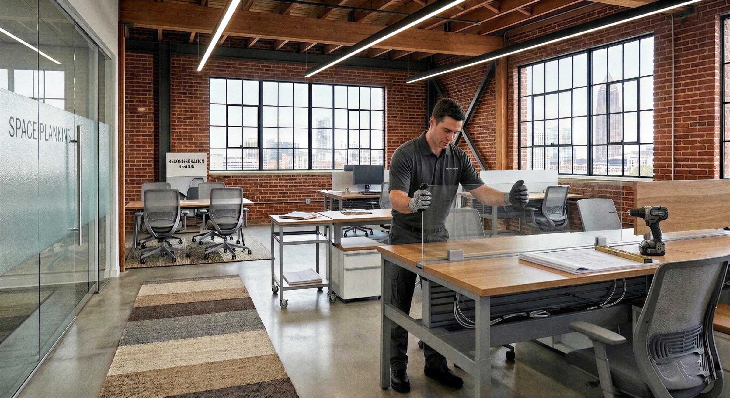 Office workspace reconfiguration and setup service in Atlanta